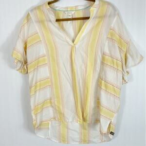 Matilda Jane Womens Striped Summer Picnic Top Yellow White Medium